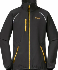 Bergans Girls' Sjoa Light Softshell Jacket Solid Charcoal/Light Golden Yellow