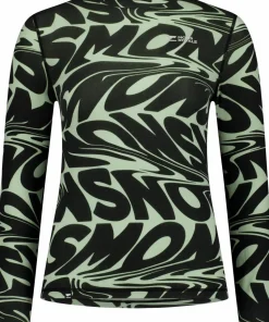 Mons Royale Women's Cascade Merino Base Layer Mock Neck Long Sleeve Signal Lost Matcha