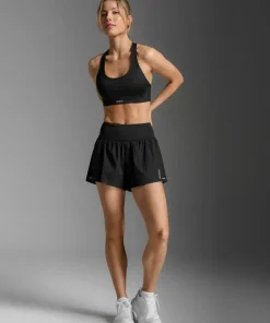 2XU Women's Aero Hi-Rise 2-In-1 3 Inch Shorts Black/silver Reflective