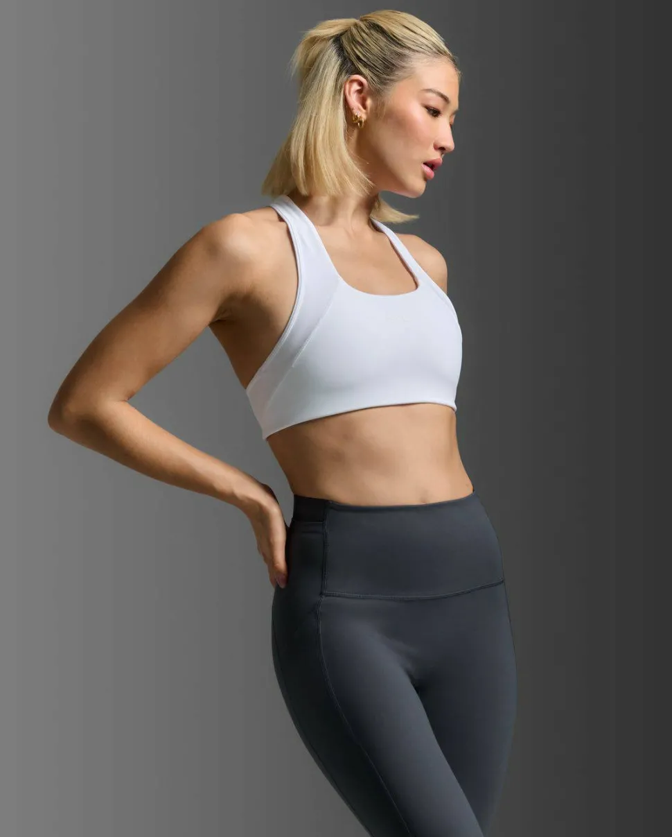 2XU Women's Form Racerback Medium Impact Bra White/white