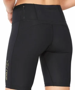 2XU Women's Light Speed Mid-Rise Compression Shorts Black/Gold